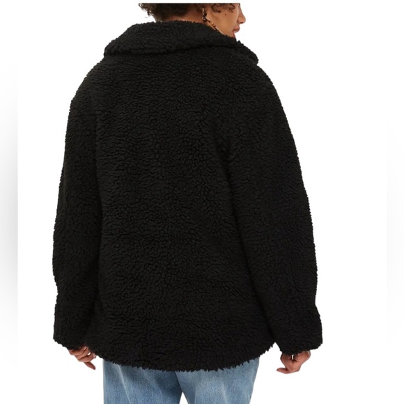 Top Shop Borg Jacket US Size 2 Black Sherpa Winter coat - Picture 6 of 12